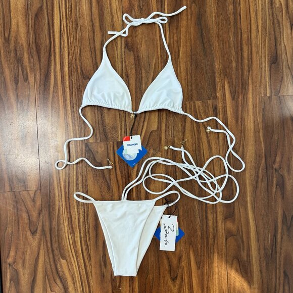 Bamba Swim White SOL Halter Triangle Bikini Set - Picture 5 of 9